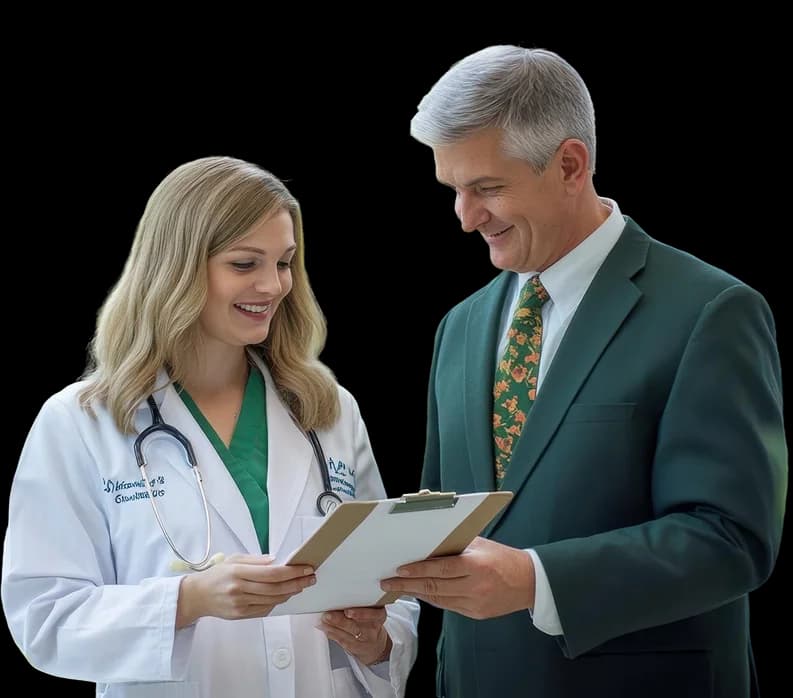 Doctor reviewing appraisal documents